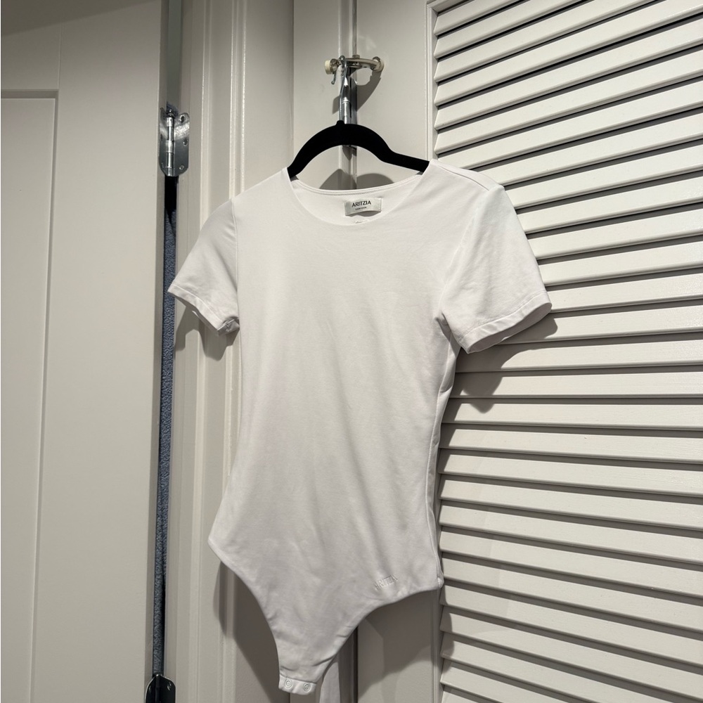Aritzia White Original Contour Crewneck Bodysuit